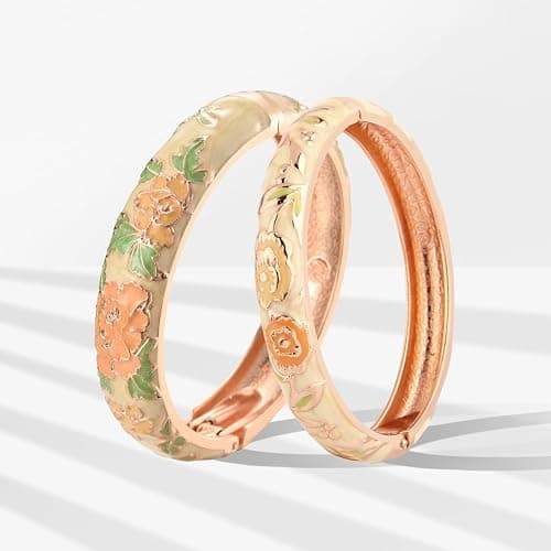UJOY Cloisonne Bangles Gorgeous National Floral Panda Set Enameled Plated Handcrafted Bracelets Jewelry Gifts 55C43 thumbnail 2