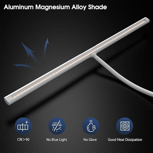 EYOCEAN Schreibtischlampe LED mit Gestensteuerung & Fernbedienung, 24W 80CM Klemmbare Schreibtischlampen, Dimmbare Einstellbare Farbtemperaturen Monitor Lampe, Tageslichtlampe für Heimbüro, Weiß thumbnail 5