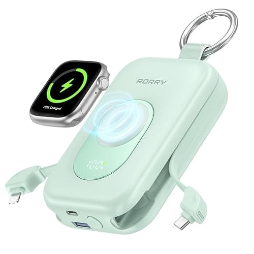 RORRY CharmGo Portable Charger, 20000mAh PD 30W Portable Charger Power Bank | Built-in Cables, Fast Charging Keychain Portable Battery Pack, Travel Essentials for iPhone, Apple Watch, iPad - Image 1