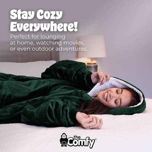 THE COMFY Original | Sherpa Lined Microfiber Fleece Wearable Blanket, Oversized Design with Hood and Pocket from Shark Tank thumbnail 6
