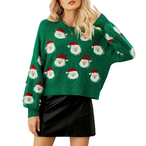 JUNBOON Women’s Casual Leopard Print Knitted Pullover Sweaters Long Sleeve Crew Neck Jumper Tops thumbnail 2