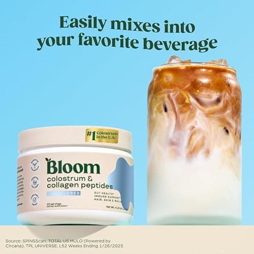 Bloom Nutrition Bovine Colostrum Powder with Vitamin B-12 for Gut Health, Immune Support, Hair Growth & Beauty Supplement | Unflavored, 25 Servings thumbnail 2
