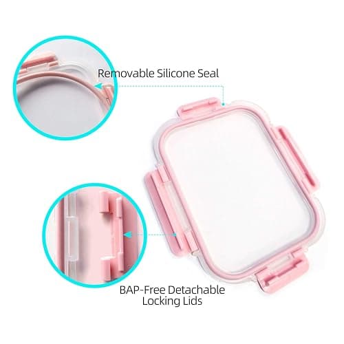 C CREST [10 Pack] Glass Meal Prep Containers, Food Storage Containers with Lids Airtight, Glass Lunch Boxes, Microwave, Oven, Freezer and Dishwasher Safe thumbnail 4