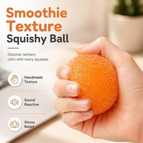 Crunchy Squishy Stress Ball, Ice Squishies Skin Fidget Sensory Squeeze Ball (Red) thumbnail 2