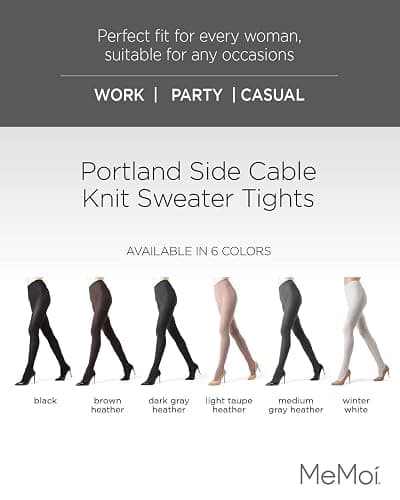 MeMoi Portland Cable Knit Sweater Tights, Warm Opaque Winter Tights thumbnail 2
