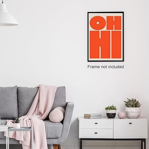 Orange OHHI Poster, Modern Bold Type Canvas, Trendy OH HI Wall Art, Typography Gallery Picture Prints for Aesthetic Bedroom Living Room Decor 08x12 in Unframed thumbnail 5