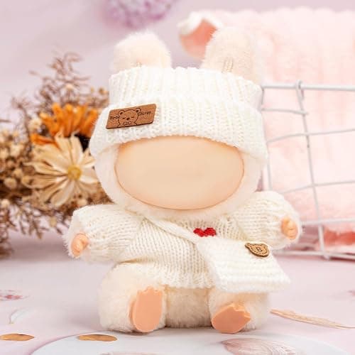 Doll Clothes for 17cm Plush Dolls, 2 Sets of Lu-bubu Doll Knitted Outfit Dress Up Clothing Set Doll Accessories, Not Include Dolls (White and Pink) thumbnail 5