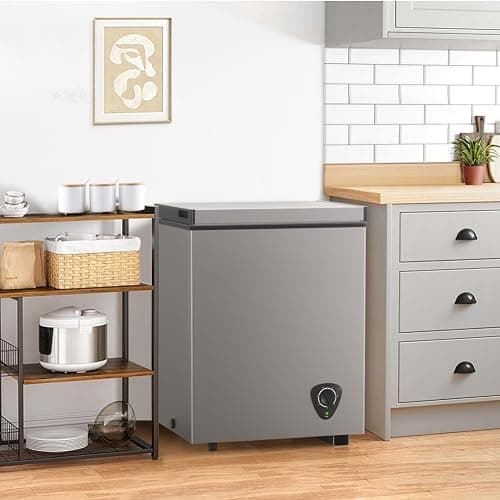 3.5 Cu.Ft Small Chest Freezer, Mini Deep Freezer with Removable Basket, Adjustable Temperature, Free Standing Top Open Door Energy Efficient Compact Freezer for Apartment, Home, Office, Garager，Gray thumbnail 2