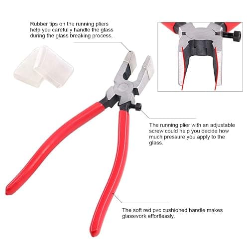 Swpeet Heavy Duty Key Fob Pliers Tool, Metal Glass Running Pliers with Curved Jaws, Studio Running Pliers Attach Rubber Tips Perfect for Key Fob Hardware Install and Stained Glass Work thumbnail 5
