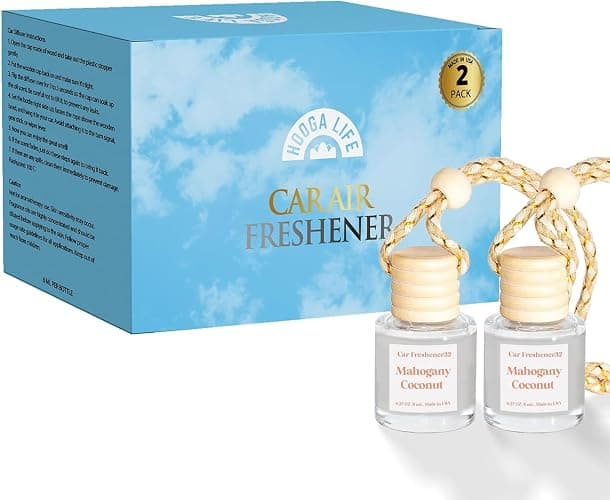 HoogaLife Car Air Freshener Diffuser 2 Pack Hanging Mahogany Coconut Car Air Freshener for Women 45+ days Long Lasting Fragrance Made in USA (M32) thumbnail 6