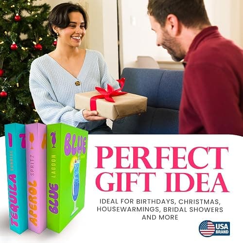 Large Decorative Books for neutral home decor aesthetic– Aesthetic Coffee Table Books for Decor – Faux Book for Decoration Photo Storage and fake book storage as a Keepsake Box – Drinks Set of 3 thumbnail 8