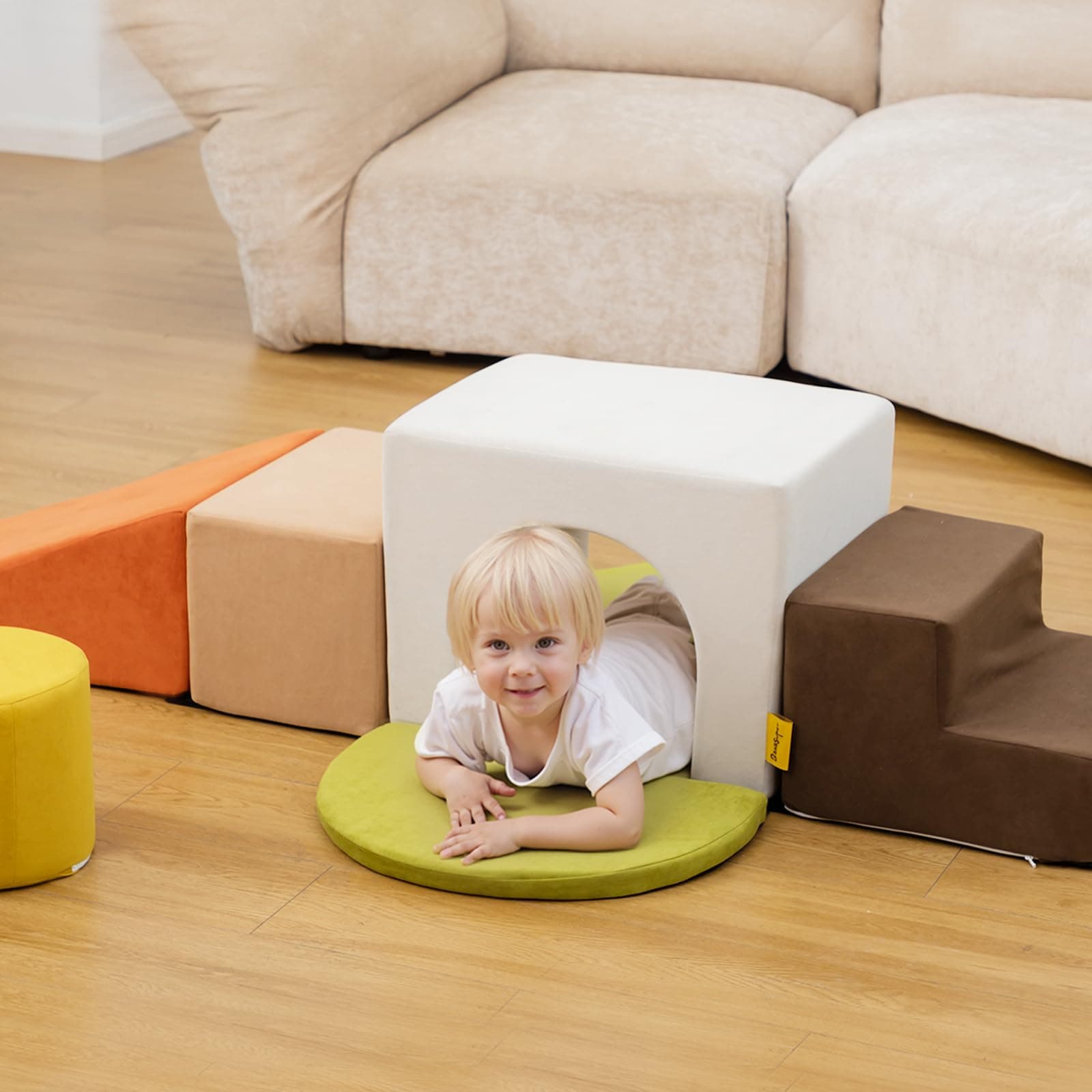 BanaSuper Kids Climbing Foam Blocks Playset - 7 Piece Toddler Climbing Toys, Indoor Gross Motor Development Montessori Gross Motor Toy for Babies & Toddlers (Colorful) thumbnail 6