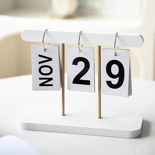 SUPTEC Perpetual Daily Flip Calendar for Desk 2026 Reusable Office Desktop Decor Home Accessories Photography Props (White) thumbnail 6