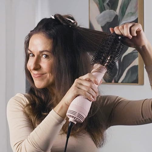 L'ANGE HAIR Le Volume 2-in-1 Titanium Blow Dryer Brush | Hot Air Brush for Hair Drying & Styling | Ionic Oval Barrel for Smooth, Frizz-Free Volume | (Blush – 75mm) thumbnail 3