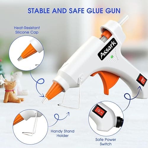 Hot Glue Gun Kit with 30 Glue Sticks(130mm x 7mm), Fast Preheating Hot Melt, High Temp for School Crafts DIY Arts and Quick Home Repairs, 20W White thumbnail 6