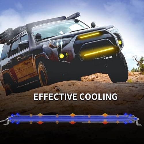 LASFIT 32 inch Amber LED Light Bar, 8650LM/2000K Slim Row Light, Spot Flood Combo LED Bar, Yellow Off Road Driving Lights for Truck, Pickup, SUV, ATV, Marine thumbnail 9