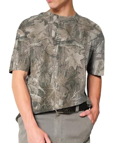 Camo Oversized Shirt Y2k Crewneck Maple Leaf Printed Short Sleeve Unisex Summer Graphic Tees thumbnail 5