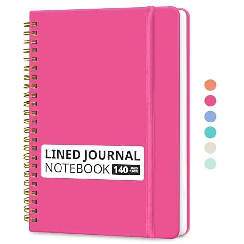 Taja Lined Spiral Journal Notebook for Women & Men, 140 Pages, College Ruled Hardcover Notebook for Work & Note Taking, Journals for Writing, A5(6"x8") - Berry Pink - Image 1