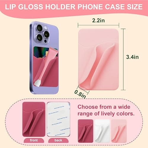 loooghom Phone Case Lip Gloss Holder,Silicone Lip Holder with Card Holder,Self-Adhesive Lip Holder Suitable for iPhone and Android(Pale Pink) thumbnail 2