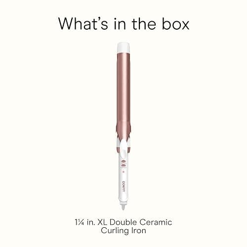 Conair Double Ceramic 1 1/4-Inch Curling Iron, 1-1/4 Inch Extra-Long Barrel Hair Curling Iron, 30 Heat Settings, Turbo Heat, Auto Off, Cool Tip, Dual Voltage, Rose Gold thumbnail 8