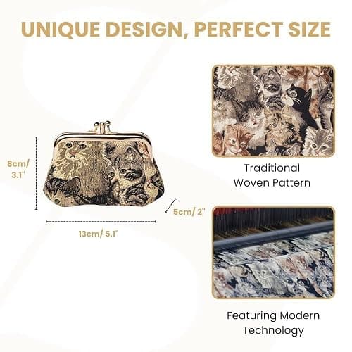 Signare Tapestry Cute Exquisite Double Pocket Kiss Lock Coin Purse for Women with Floral Design thumbnail 4