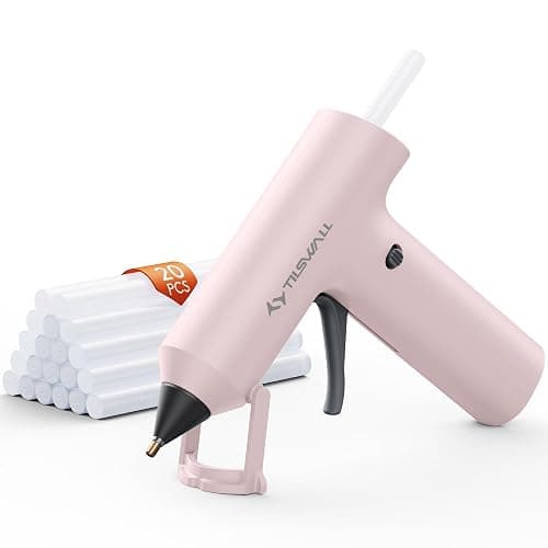 Tilswall Cordless Hot Glue Gun, Fast Preheating, Glue Gun and Sticks Set with 2Ah USB-C Rechargeable, 20 Premium Glue Sticks(7×140mm), Compact Size Ideal for Crafts, DIY Making, Repairs W106s Pink - Image 1