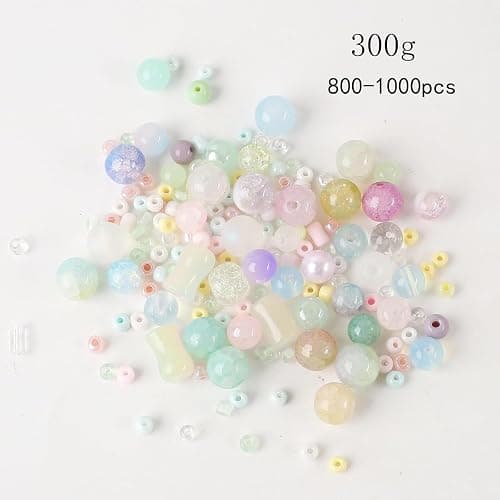 ToBeIT 300g Assorted Glass Beads Cracked Bead Spacer Seed Beads Set Multiple Sizes Glass Bead Craft Beading Bulk for Jewelry Making DIY Craft Bracelets Necklace Key Chains thumbnail 3