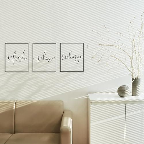 ETVISO Refresh Relax Recharge Wall Art Decor Set of 3, Bathroom Wall Decor Spa Decoration, Yoga Wall Art Prints, Minimalist Modern Prints, 8x10 (Unframed) thumbnail 3