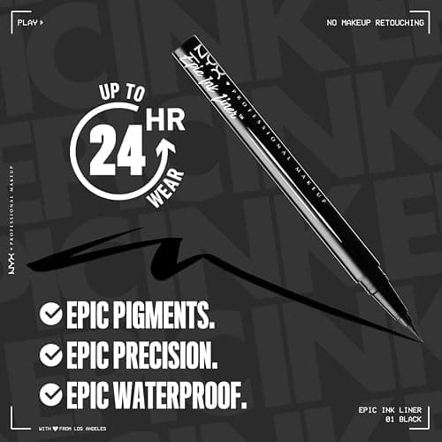 NYX PROFESSIONAL MAKEUP Epic Ink Liner, Waterproof Liquid Eyeliner - Black, Vegan Formula thumbnail 2