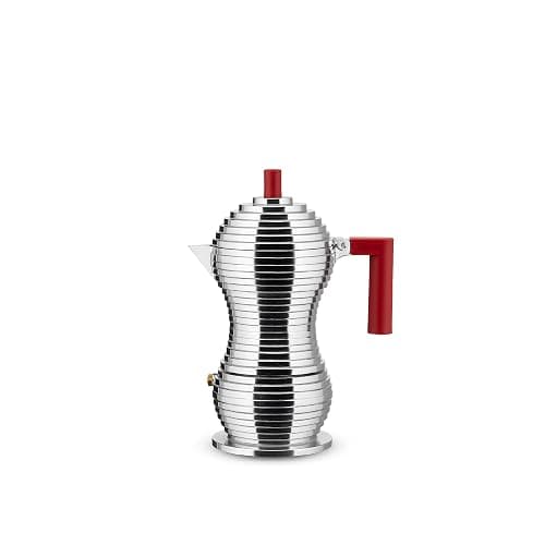Alessi MDL02/3 R Pulcina Stove Top Espresso 3 Cup Coffee Maker in Aluminum Casting Handle And Knob in Pa, Red - 3 Cups - Red thumbnail 5