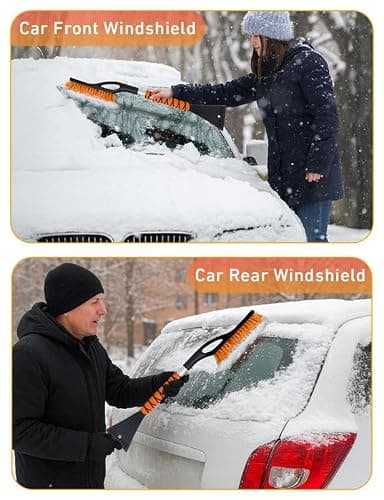 EcoNour 27" Aluminum Ice Scrapers for Car Windshield | Car Snow Scraper Window and Snow Brush with Ergonomic Foam Grip Winter Accessories (Orange) thumbnail 8