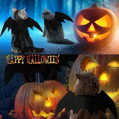 Pet Cat Bat Wings for Halloween Party Decoration, Puppy Collar Leads Cosplay Bat Costume,Cute Puppy Cat Dress Up Accessories thumbnail 6