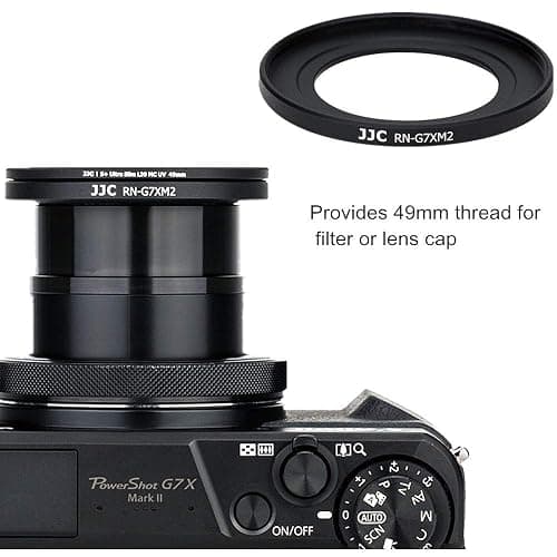 Metal 49mm Filter Lens Adapter with Cap for Canon PowerShot G7X III II G5X | Aluminium Alloy G7XM3 G7XM2 G7X G5X 49mm Filter Adapter, w Snap-On Lens Cap & Cap Keeper String,Installing UV CPL ND Filter thumbnail 2