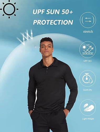 Deyeek Men's Polo Shirts Long Sleeve Golf Polo Shirts for Men Quick Dry UPF 50+ Sun Protection Polos Casual Collared Shirts thumbnail 6