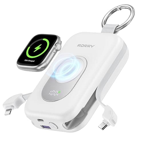 RORRY CharmGo Portable Charger, 20000mAh PD 30W Portable Charger Power Bank | Built-in Cables, Fast Charging Keychain Portable Battery Pack, Travel Essentials for iPhone, Apple Watch, iPad - Image 1