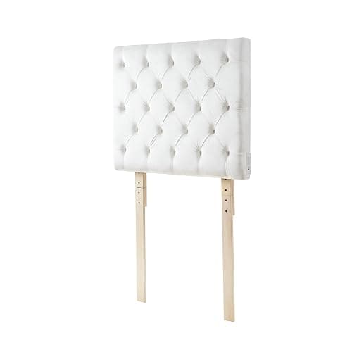 Tufted Velvet Plush College Dorm Right Side Outlet Headboard with Legs - White - Image 1
