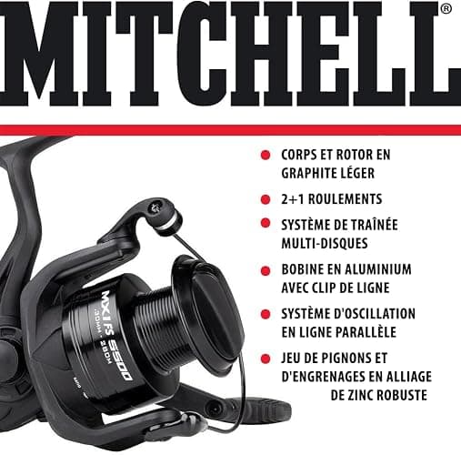 Mitchell MX1 FS Moulinet de pêche Spinning Polyvalent; Moulinets de Peche Carpe, Truite et Autres Pêches d'eau Douce avec Système Oscillation parallèle Engrenages Robustes thumbnail 4