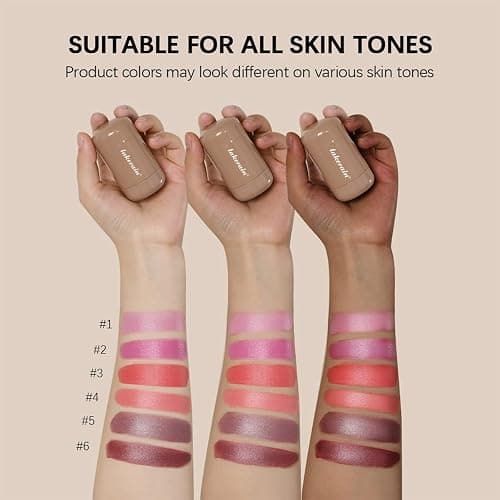 Cream Blush stick, Natural-Looking Matte Finish Makeup Blush stick, Hydrating Long Lasting Lightweight Blendable Blush for cheeks (#4 Neutal Peach, 1 PC) thumbnail 6