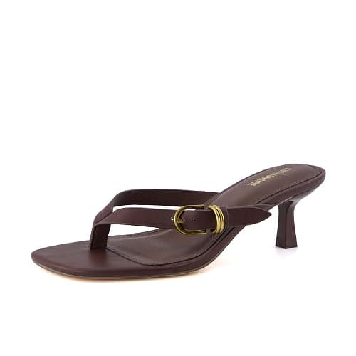 CUSHIONAIRE Marlin Low Kitten Heels for Women, Thong Style Dressy Heeled Womens Sandals with Adjustable Buckle Closure thumbnail 9