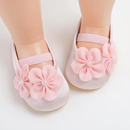 QWZban Baby Shoes Mary Jane Flats Non Slip Soft Sole Infant Toddler Sneakers First Walkers Party Christmas Dress Shoes thumbnail 3