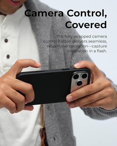 MOFT MOVAS Snap Case for iPhone 17 Pro, MagSafe Compatible, Soft-Touch Vegan Leather, Classic Minimalist Design, Lightweight, Stain-Resistant & Camera Protection, Jet Black thumbnail 4