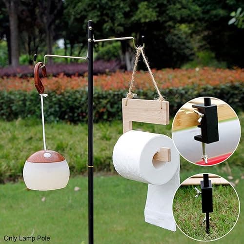 Camping Lantern Stand, Aluminum Alloy Camping Foldable Lamp Hanger with Storage Bag, Folding Lamp Pole for Outdoor Camping Fishing Picnic(Black) thumbnail 5
