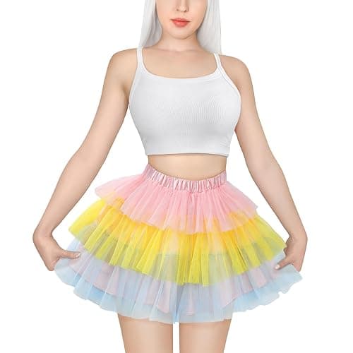 Littleforbig Women's Mesh Tulle Puffy Petticoat Tutu Ballet Bubble Short Ballerina Skirt - Image 1
