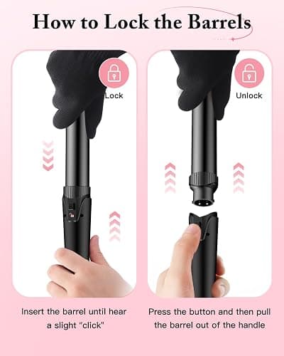 Waver Curling Iron Wand, BESTOPE PRO 5 in 1 Curling Wand Set with 3 Barrel Hair Crimper for Women, Fast Heating Hair Wand Curler in All Hair Type-Black thumbnail 7