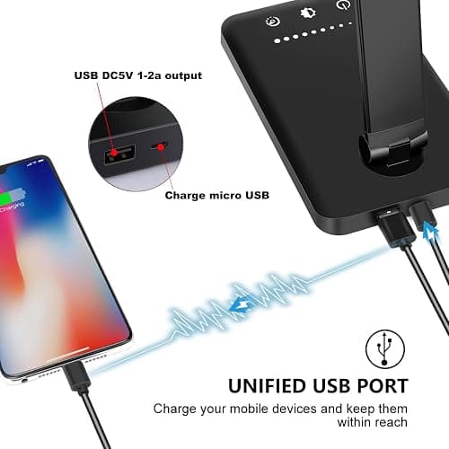 White crown LED Desk Lamp Dimmable Table Lamp Reading Lamp with USB Charging Port, 5 Lighting Modes, Sensitive Control, 30/60 Minutes Timer (Black, First-Generation) thumbnail 4