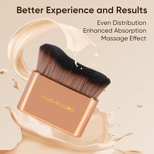 NUBANGOO Professional Kabuki Foundation Brush,Makeup Brush, Self Tanner Brush,Self Tanning brush,Foundation Makeup Brush Cream Powder Liquid,Face Neck Body Leg Tanning Makeup (Pink Gold) thumbnail 3