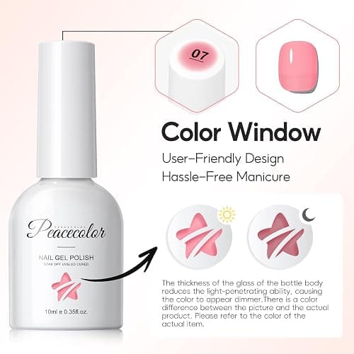 PEACECOLOR Jelly Gel Nail Polish Set 10ML 6pcs Nude Pink Neutral Sheer Transparent Spring Colors Soak Off Milky Jelly Gel Polish Nail Art Manicure Gifts for Women Salon DIY thumbnail 8