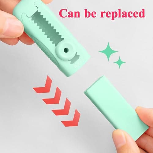 M&G 4+1 Pack Rubber Erasers Sliding Retractable Eraser, Soft Cute Erasers Push Pull Large Pencil Eraser with Plastic Sleeve 4 Refill Eraser for Students Kids, School Office Home Supplies (Green) thumbnail 6