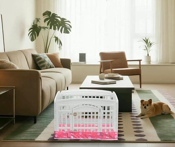Dog Playpen Bottom Pad fit 36" x 36“ Puppy Playpen(Fence NOT Included),Reusable Pet Training Pads Dog Crate Pad,Waterproof Pet Pads,Whelping Pads,Puppies/Small Dogs,Hoop and Loop Design,Pink Bottom thumbnail 6