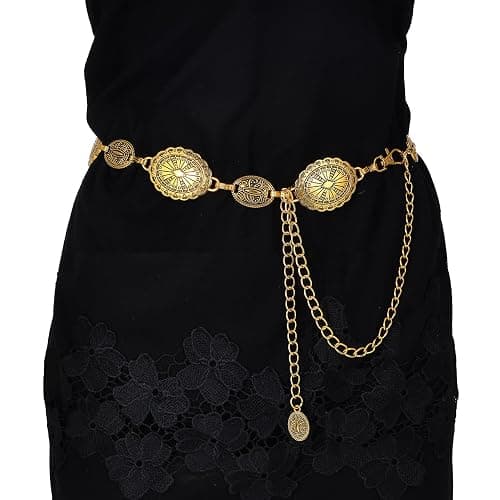 Eigso Boho Lapse Concho Chain Waist Belts for Women Cowgirl Waist Harness Gold Waists Chains Belt thumbnail 6